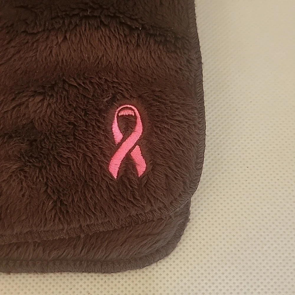 NEW - BREAST AWARENESS BROWN FLEECE NECK‎ SCARF & MITTENS